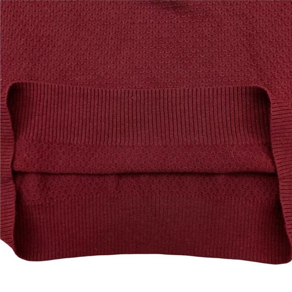 Tasso Elba Sweater Mens Medium Burgundy 1/4 Zip Knitted High Neck Long Sleeve - Picture 6 of 9
